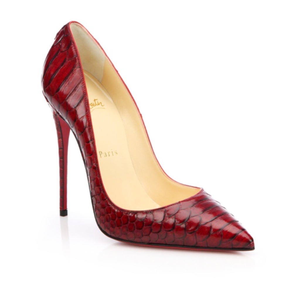 Christian Louboutin Red So Kate Python Heels 38.5